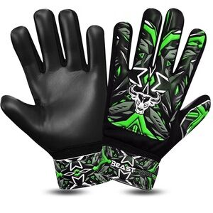 BEAST RAGE Kids Goalkeeper Soccer Gloves Size 5 (9-12 Years Old)